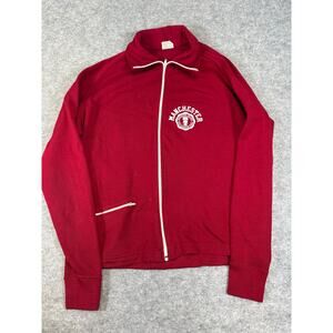Vintage 90s Manchester College Sweatshirt Womens Large Red Full Zip Up Athletic